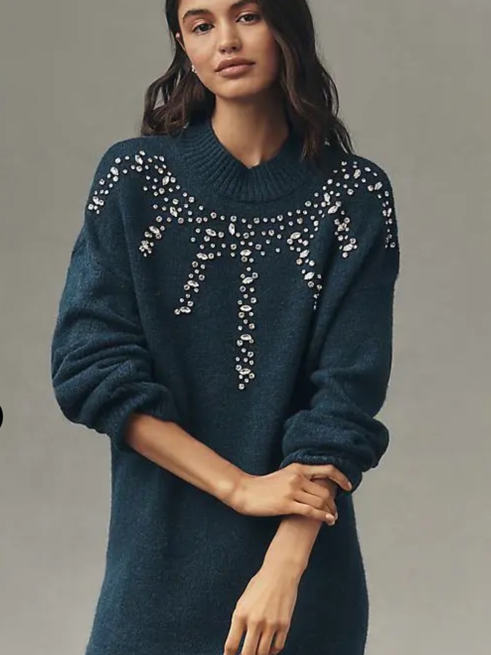 NWT Anthropologie Embellished Sweater Mini Dress ✨ in Size Small